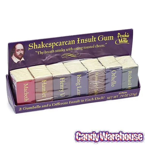 Archie McPhee Shakespearean Insult Gum Packs: 7-Piece Set - Image 4