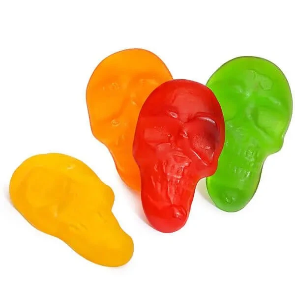 Assorted Colors Gummy Skulls: 5LB Bag