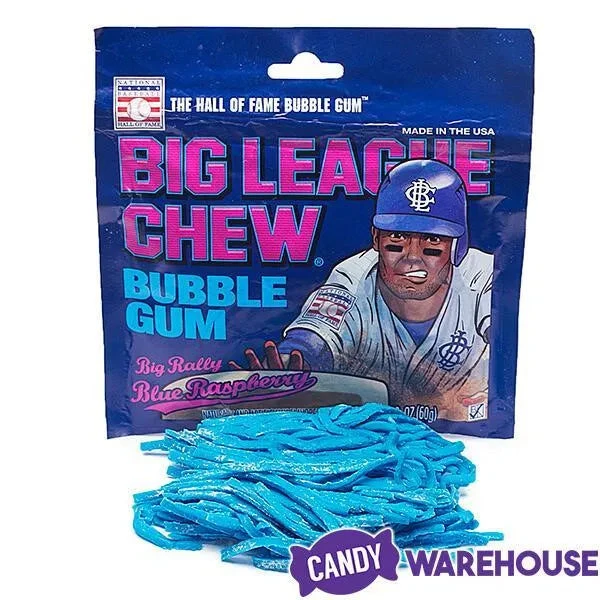 Big League Chew Bubble Gum Packs - Blue Raspberry: 12-Piece Box - Image 2