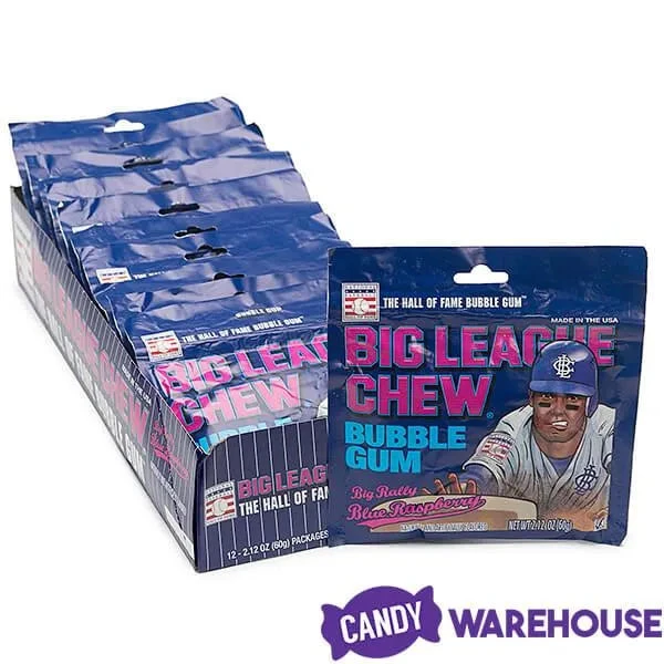 Big League Chew Bubble Gum Packs - Blue Raspberry: 12-Piece Box - Image 4