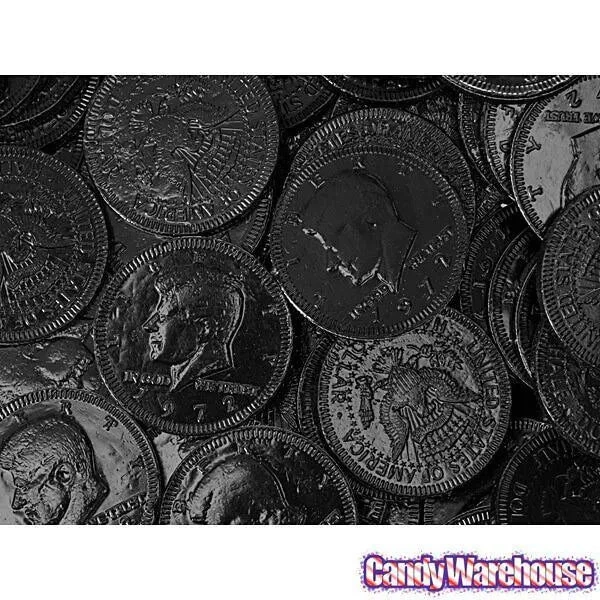 Black Foiled Milk Chocolate Coins: 1LB Bag - Image 3