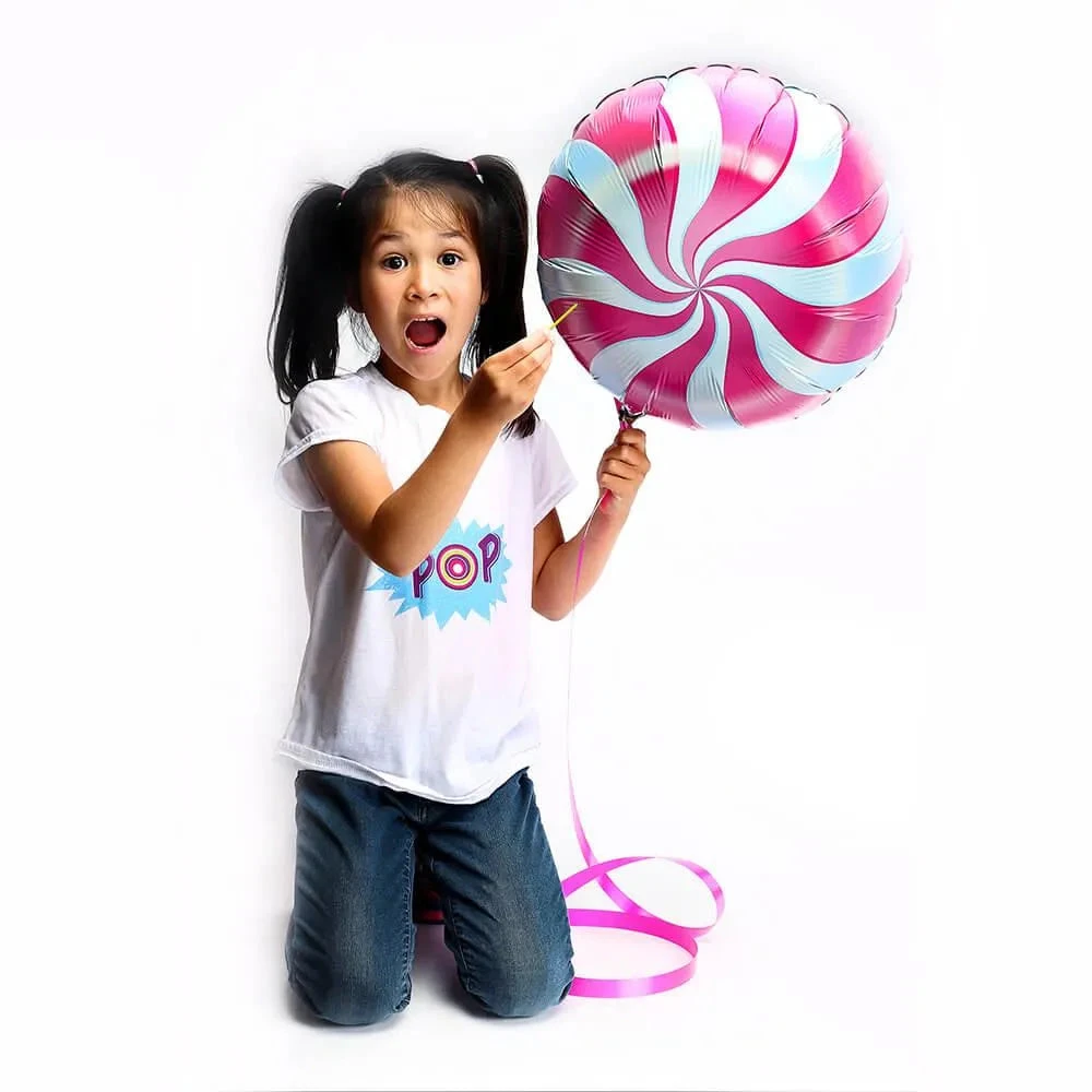 Candy Swirl Foil Balloon - Pink: 18-Inch