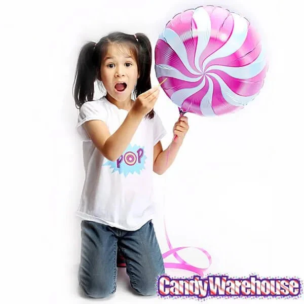 Candy Swirl Foil Balloon - Pink: 18-Inch - Image 3