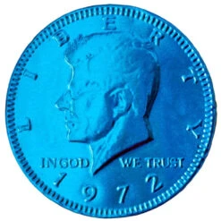 Caribbean Blue Foiled Milk Chocolate Coins: 1LB Bag