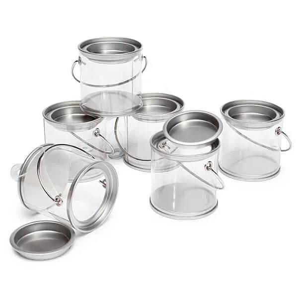 Clear Candy Pail With Metal Lid - 4-Ounce: 6-Piece Set