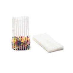 Clear Cello Candy Bags With White Stripes - Medium: 100-Piece Box