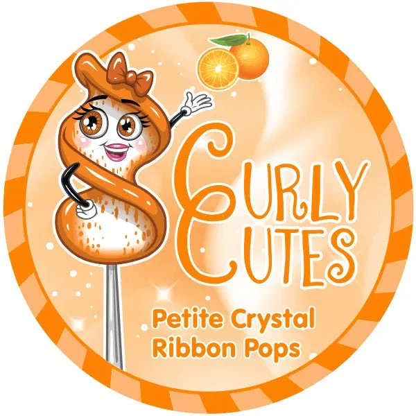 CurlyCutes Petite Crystal Ribbon Pops - Orange: 20-Piece Jar - Image 3