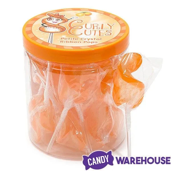 CurlyCutes Petite Crystal Ribbon Pops - Orange: 20-Piece Jar - Image 5
