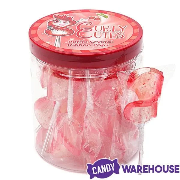 CurlyCutes Petite Crystal Ribbon Pops - Red Cherry: 20-Piece Jar - Image 4
