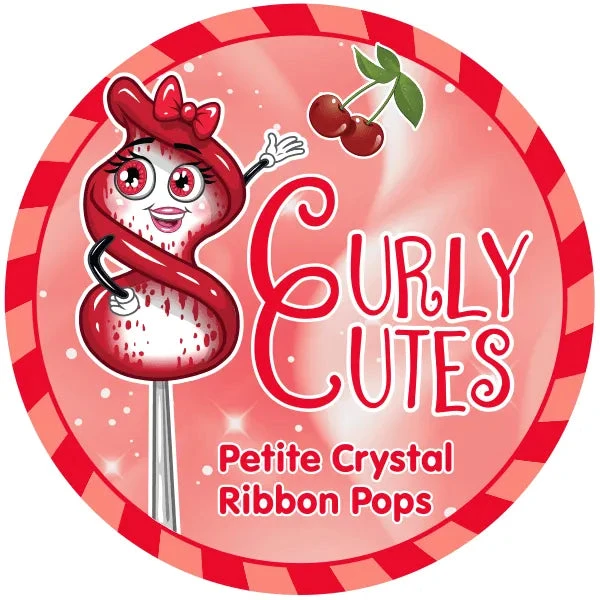 CurlyCutes Petite Crystal Ribbon Pops - Red Cherry: 20-Piece Jar - Image 5