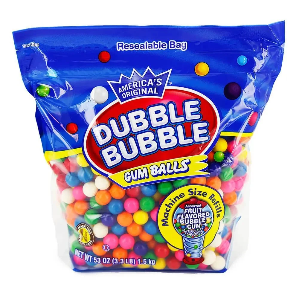 Dubble Bubble Assorted Colors 1/2-Inch Gumballs: 53-Ounce Bag