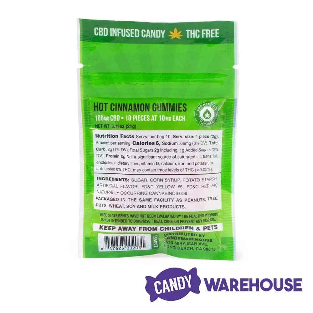 Eddy Edibles Hot Cinnamon CBD Gummies THC Free 100mg: 10 Gummy Bears - Image 4