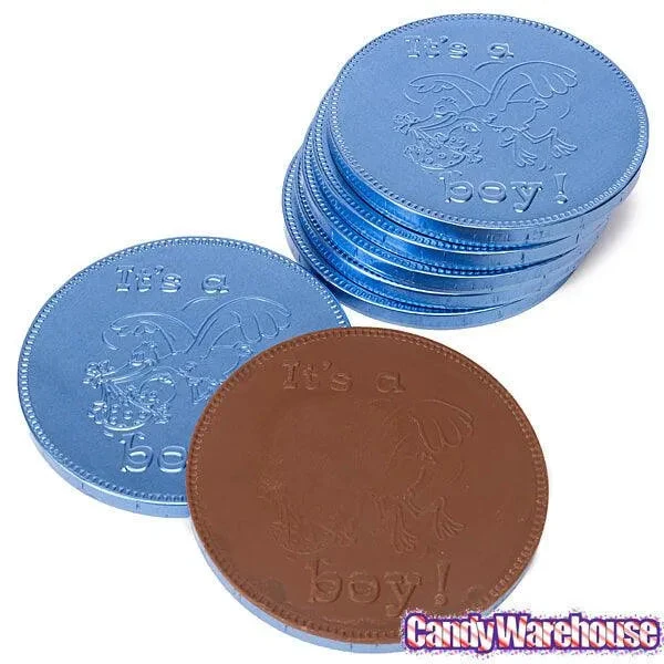 Fort Knox It's A Boy Foiled Milk Chocolate 4-Inch Medallions: 20-Piece Box - Image 3