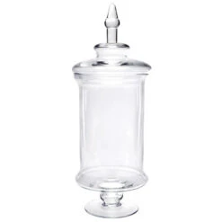 Glass Candy Jar With Lid - Cylindrical: 21-Inch