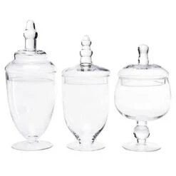 Glass Candy Jars With Lids - 6-Inch: 3-Piece Set