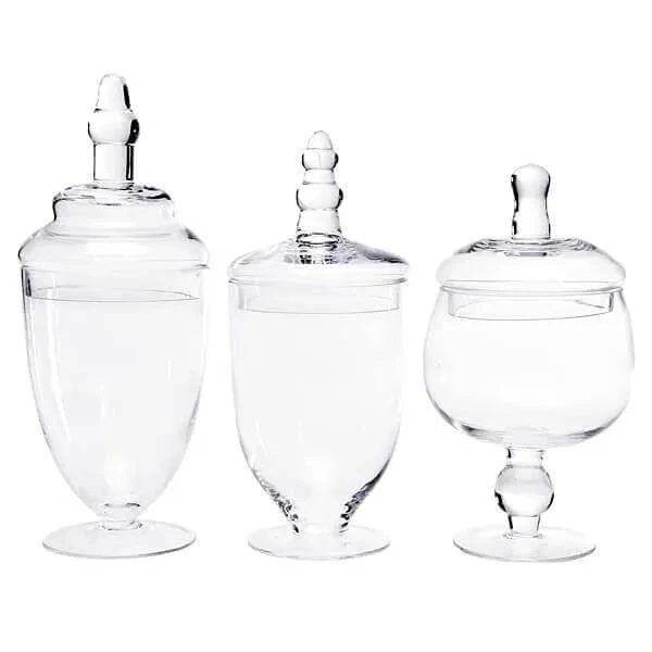 Glass Candy Jars With Lids - 6-Inch: 3-Piece Set