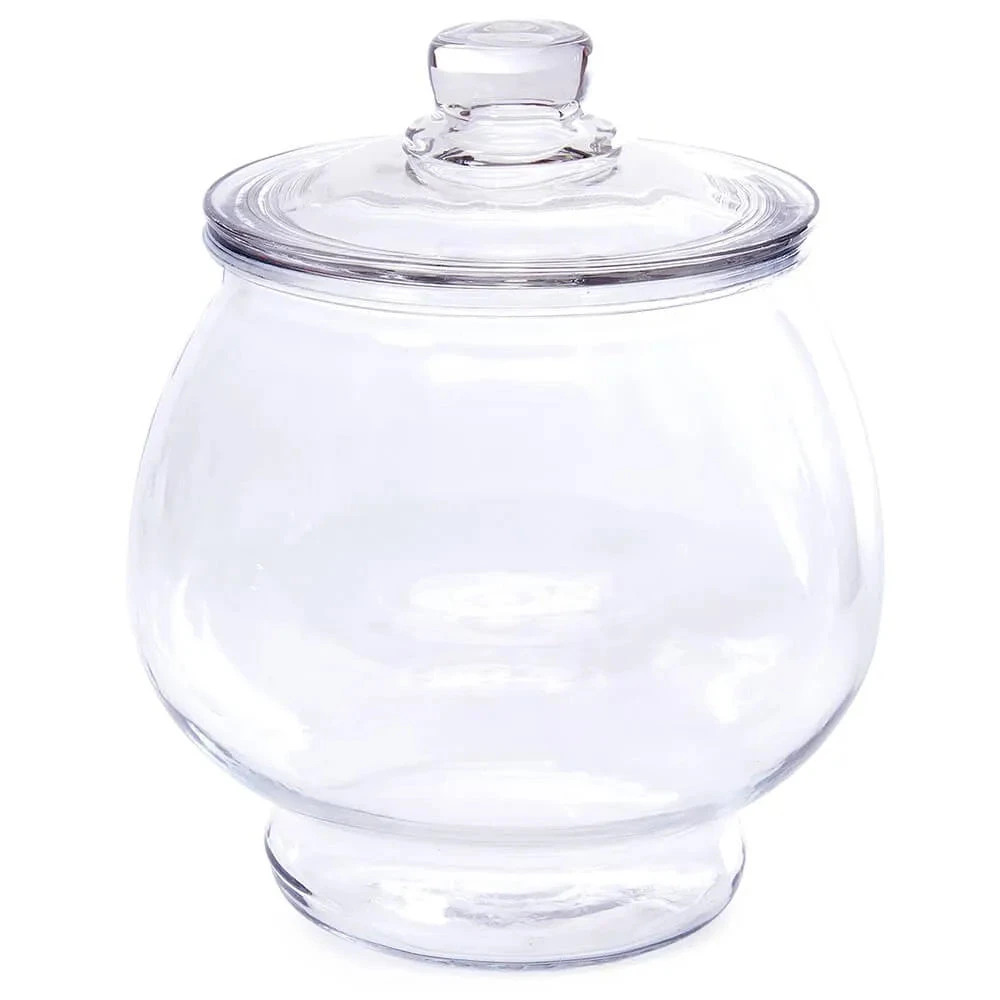 Glass Round 1/2-Gallon Candy Jar With Glass Lid