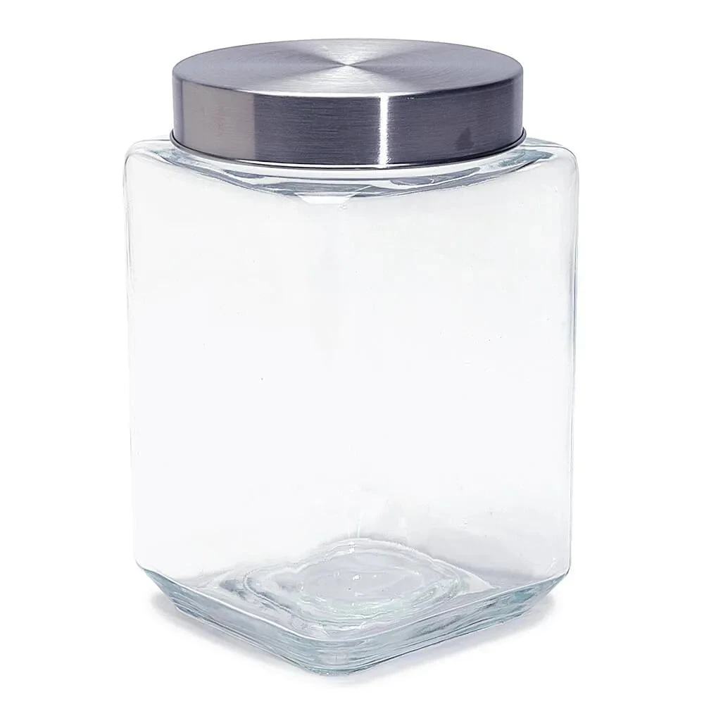 Glass Square Candy Jar With Lid - Large