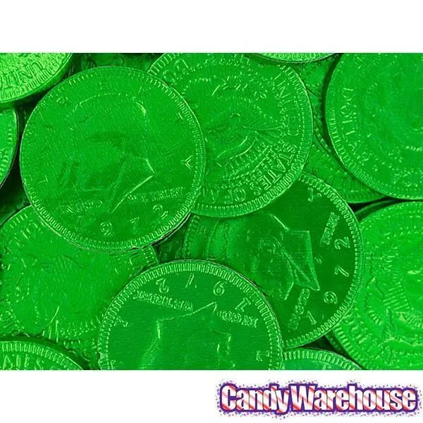 Green Foiled Milk Chocolate Coins: 1LB Bag - Image 4