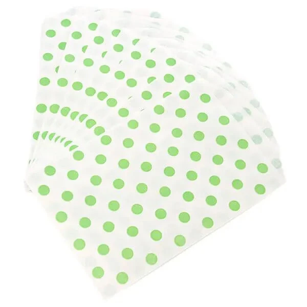 Green Polka Dot Candy Bags: 25-Piece Pack