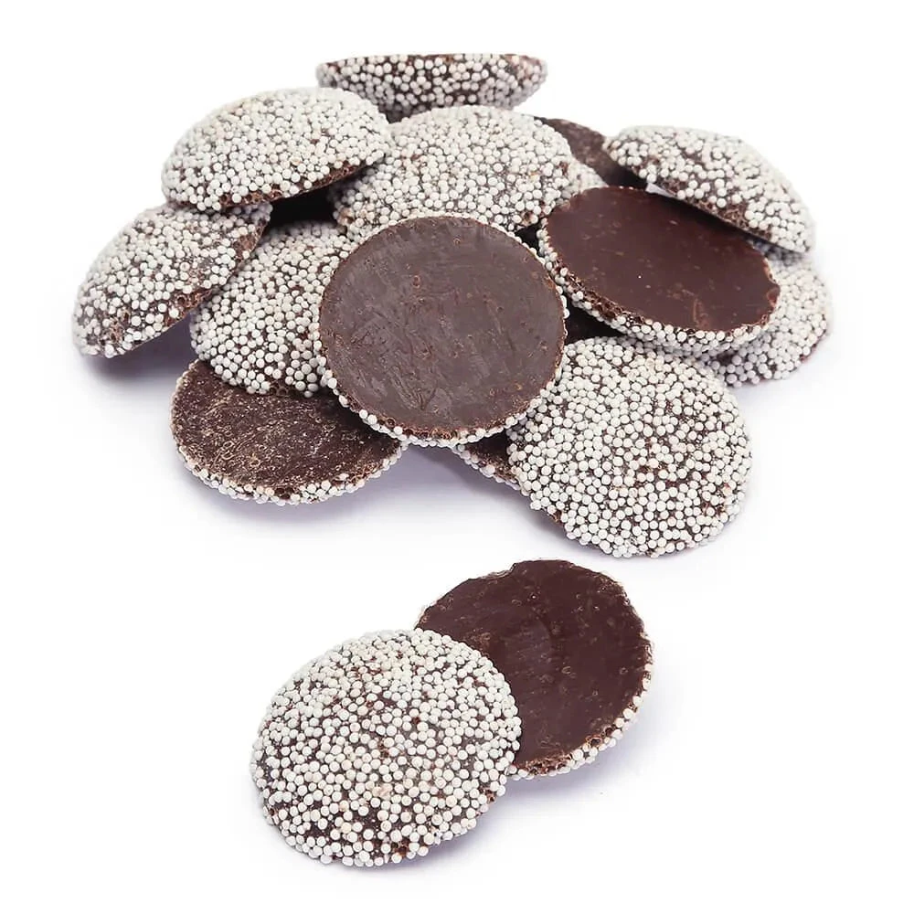 Guittard Semisweet Chocolate Wafers With White Nonpareils: 5LB Bag