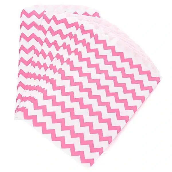 Hot Pink Chevron Stripe Candy Bags: 25-Piece Pack