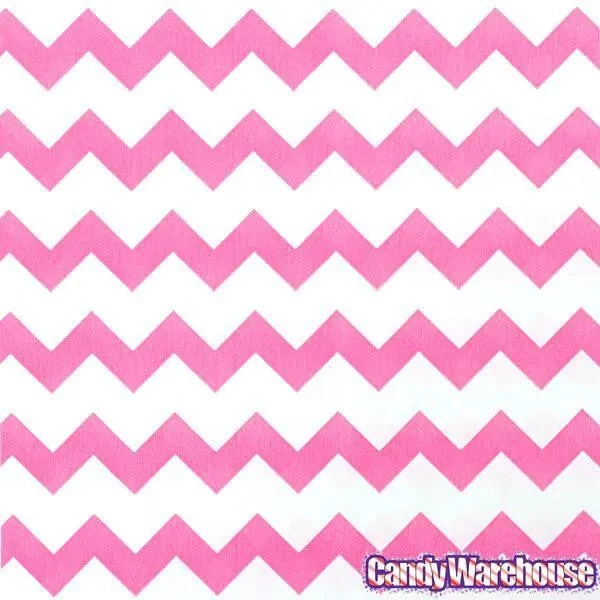 Hot Pink Chevron Stripe Candy Bags: 25-Piece Pack - Image 3