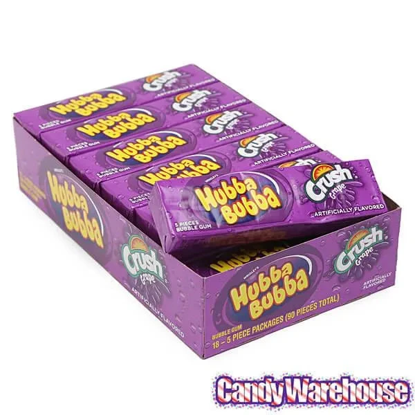Hubba Bubba Bubble Gum Packs - Grape Crush: 18-Piece Box - Image 2