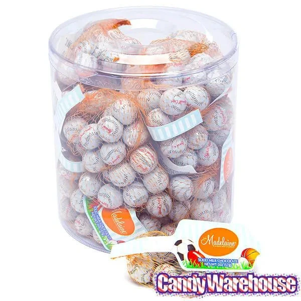 Madelaine Foiled Milk Chocolate Sports Balls 2-Ounce Mesh Bags - Baseball: 24-Piece Tub - Image 2