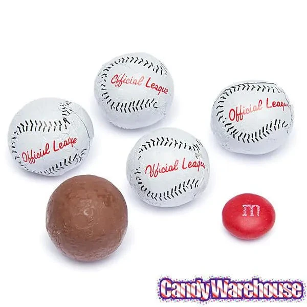 Madelaine Foiled Milk Chocolate Sports Balls 2-Ounce Mesh Bags - Baseball: 24-Piece Tub - Image 3