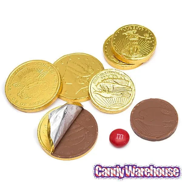 Madelaine Gold Foiled Milk Chocolate Coins - Assorted: 5LB Bag - Image 2