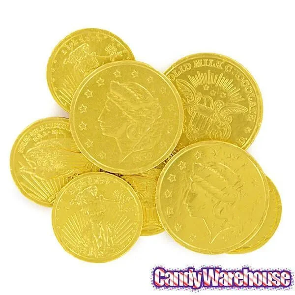 Madelaine Gold Foiled Milk Chocolate Coins - Assorted: 5LB Bag - Image 4