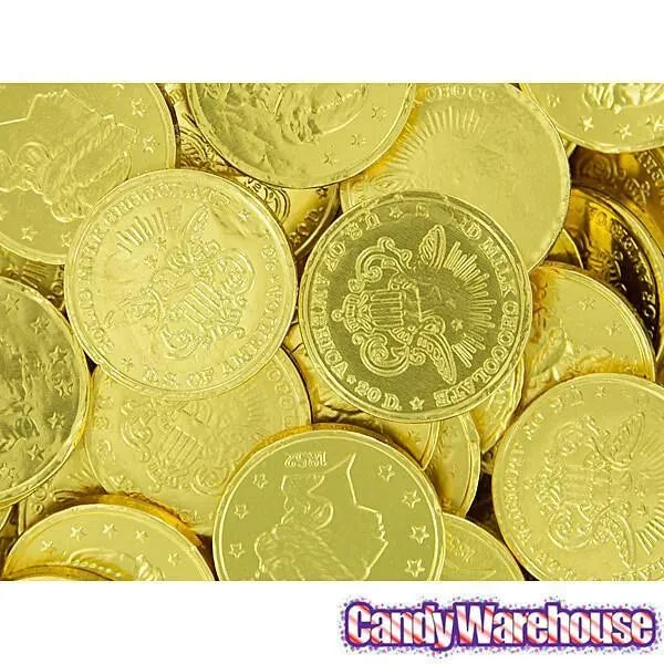 Madelaine Gold Foiled Milk Chocolate Coins - Large: 5LB Bag - Image 3