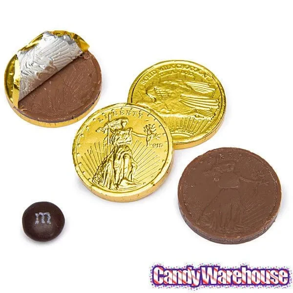 Madelaine Gold Foiled Milk Chocolate Coins - Medium: 5LB Bag - Image 2