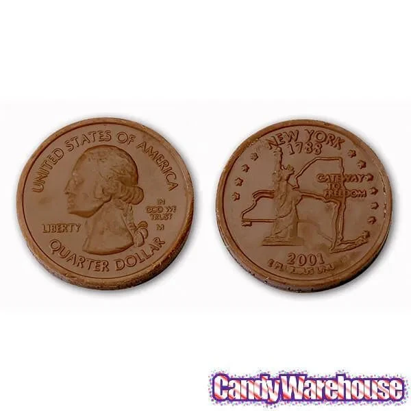 Madelaine Silver State Quarters Foiled Milk Chocolate Coins: 5LB Bag - Image 2