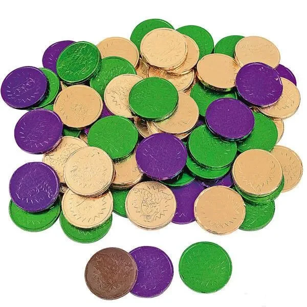 Mardi Gras Chocolate Coins Candy: 60-Piece Bag - Image 4