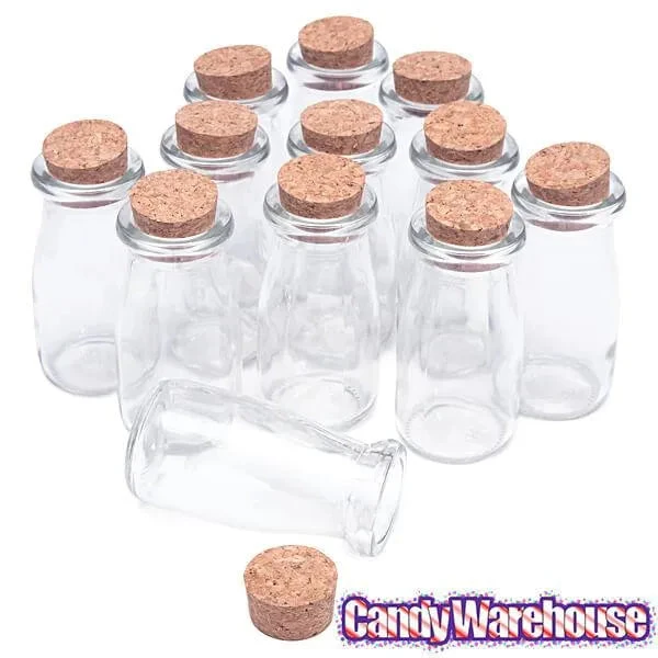 Mini Glass Favor Jars - 3-Ounce Milk Bottle With Cork Stopper: 12-Piece Set - Image 4