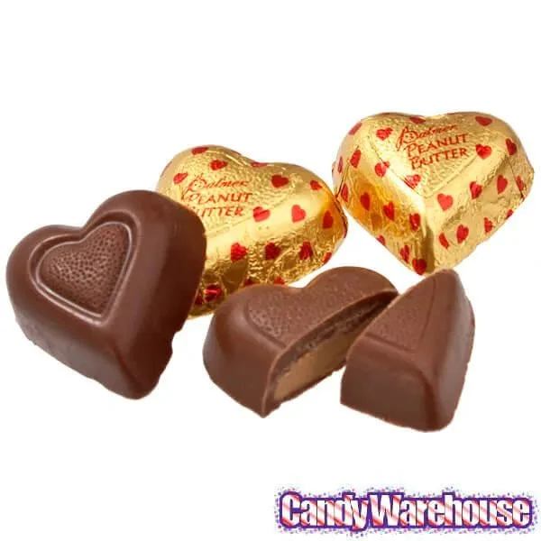 Palmer Gold Foiled Peanut Butter Filled Milk Chocolate Hearts: 4LB Bag - Image 2