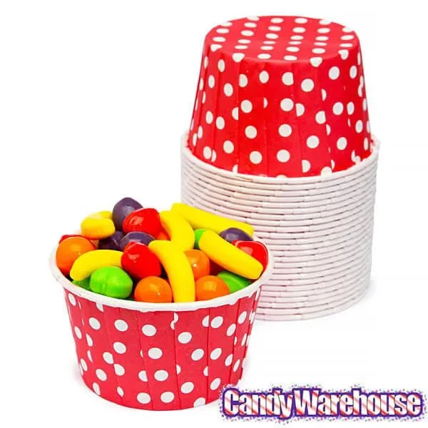 Paper 4-Ounce Candy Cups - Red Polka Dots: 25-Piece Pack - Image 2