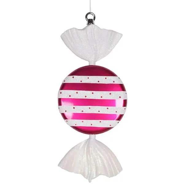 Pink And White Stripe Candy Ornament - 13 Inch