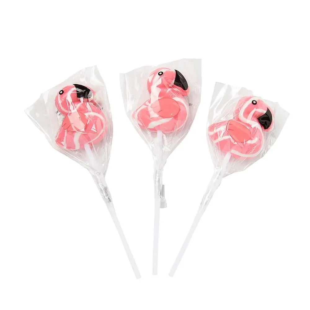 Pink Flamingo Shaped Swirl Pops: 12-Piece Box