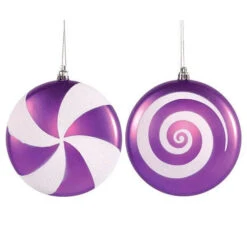 Purple Candy Swirl Ornaments - 4.75 Inch: 4-Piece Box