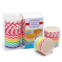 Scalloped Paper Candy Cups - Rainbow Chevron: 24-Piece Pack