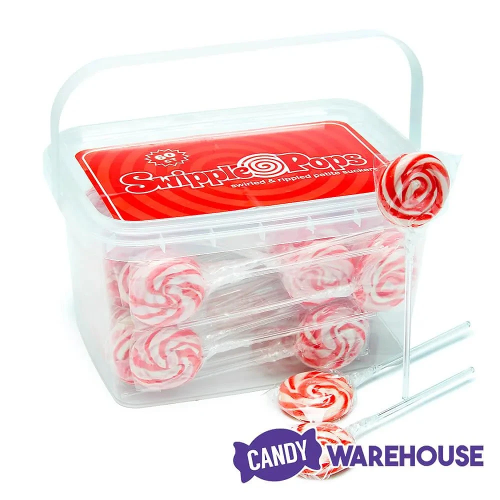 Swipple Pops Petite Swirl Ripple Lollipops - Red Cherry: 60-Piece Tub - Image 2