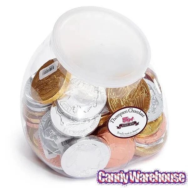 Thompson Foiled Extra Large Milk Chocolate Coins: 72-Piece Tub - Image 2