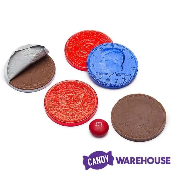USA Patriotic Foiled Milk Chocolate Coins: 1LB Bag - Image 3