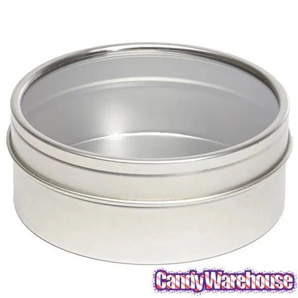 Windowed Round Candy Tins - 4-Ounce: 24-Piece Set - Image 4