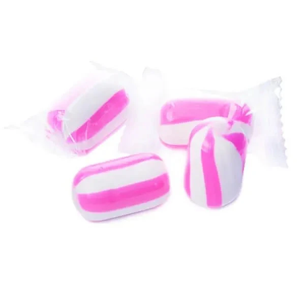 YumJunkie Sassy Cylinders Strawberry Pink Striped Hard Candy: 5LB Bag