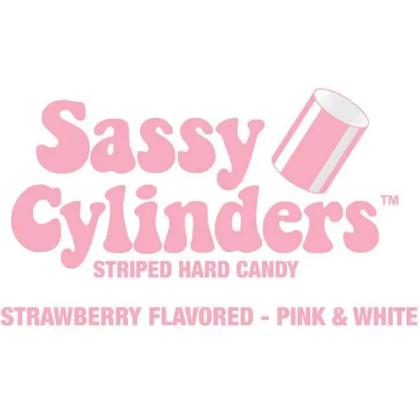 YumJunkie Sassy Cylinders Strawberry Pink Striped Hard Candy: 5LB Bag - Image 2