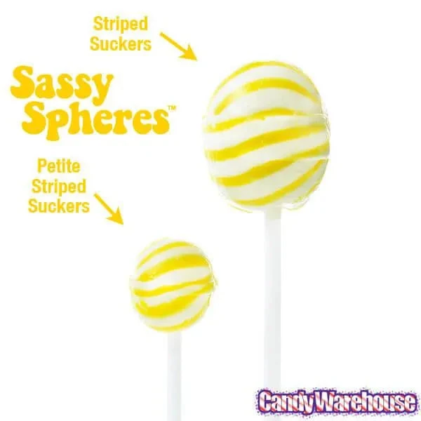 YumJunkie Sassy Spheres Banana Yellow Striped Ball Lollipops: 100-Piece Bag - Image 2